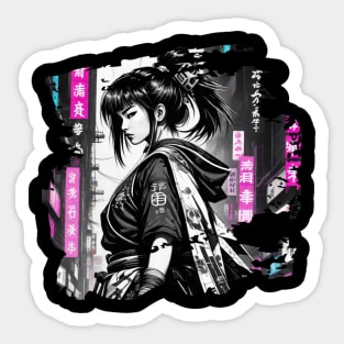 Futuristic Japanese Style Kunoichi Girl Sticker